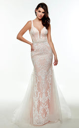 1 of 2 Alyce 61039 Diamond-White-Rosewater