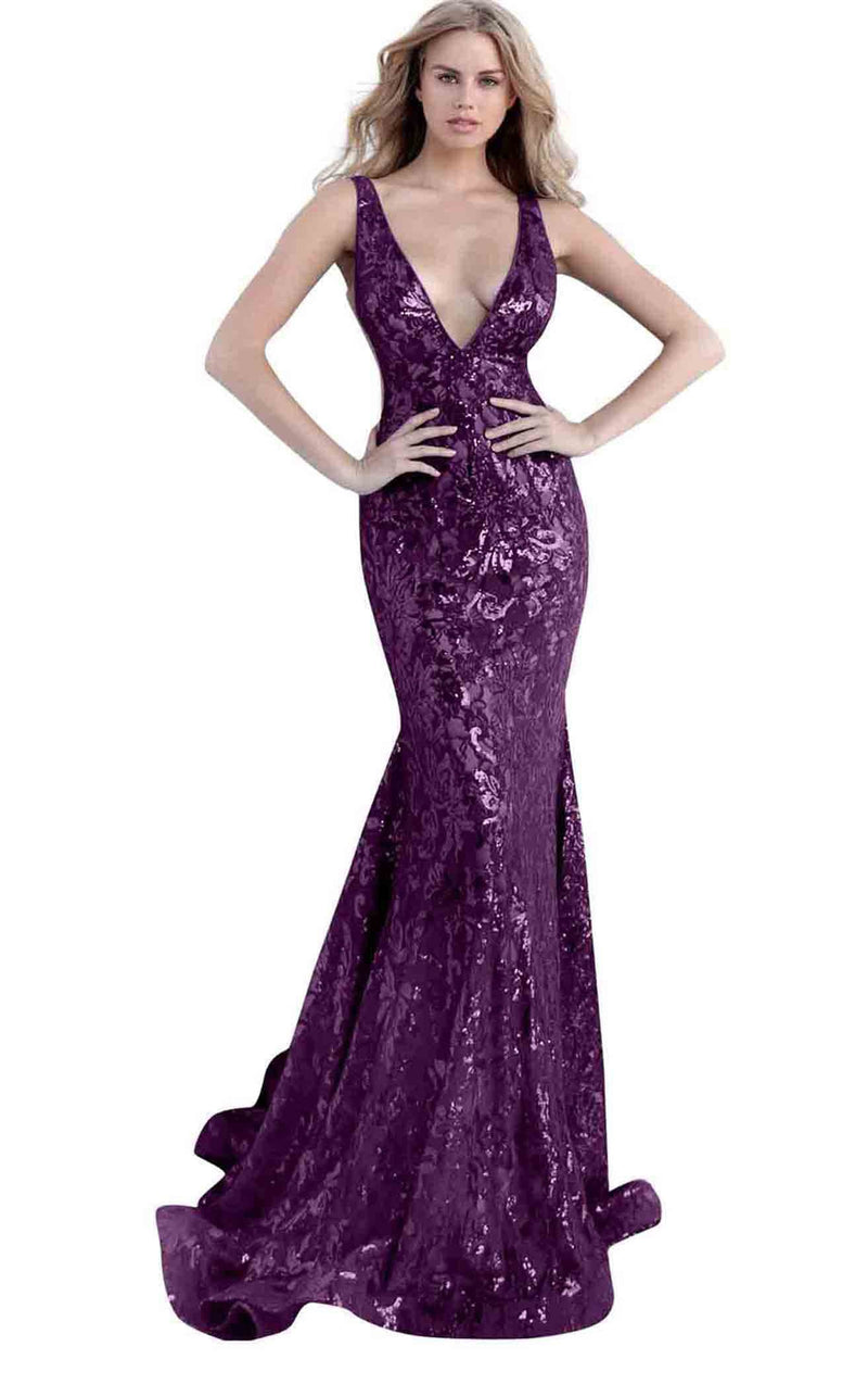 Jovani 63437 Eggplant