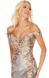 7 of 8 Rachel Allan 7004 Dress Silver-Gold