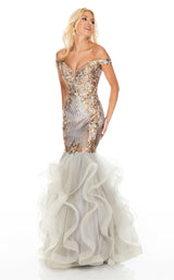 3 of 8 Rachel Allan 7004 Dress Silver-Gold