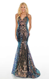 1 of 11 Rachel Allan 7010 Dress Black-Iridescent