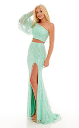 3 of 6 Rachel Allan 70131 Dress Aqua-Mint