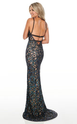 3 of 8 Rachel Allan 7014 Dress Black-Iridescent-Nude