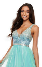 9 of 11 Rachel Allan 7015 Dress Mint-Sky-Blue