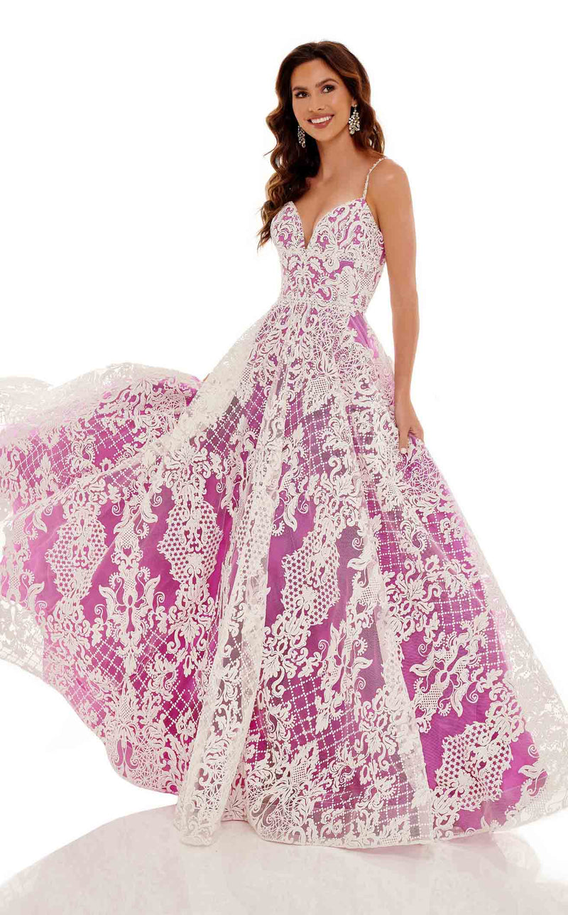 Rachel Allan 70160 Dress Lilac-White