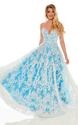 2 of 6 Rachel Allan 70160 Dress Turquoise-White