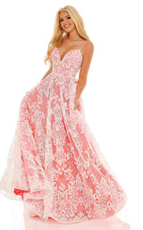 1 of 6 Rachel Allan 70160 Dress Hot-Pink-White