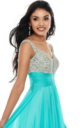 5 of 8 Rachel Allan 7018 Dress Aqua-Blue