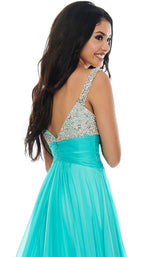 7 of 8 Rachel Allan 7018 Dress Aqua-Blue