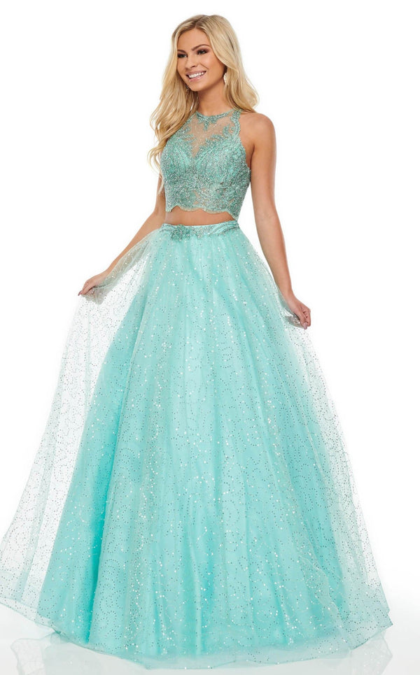 Rachel Allan 7025 Dress Aqua-Green