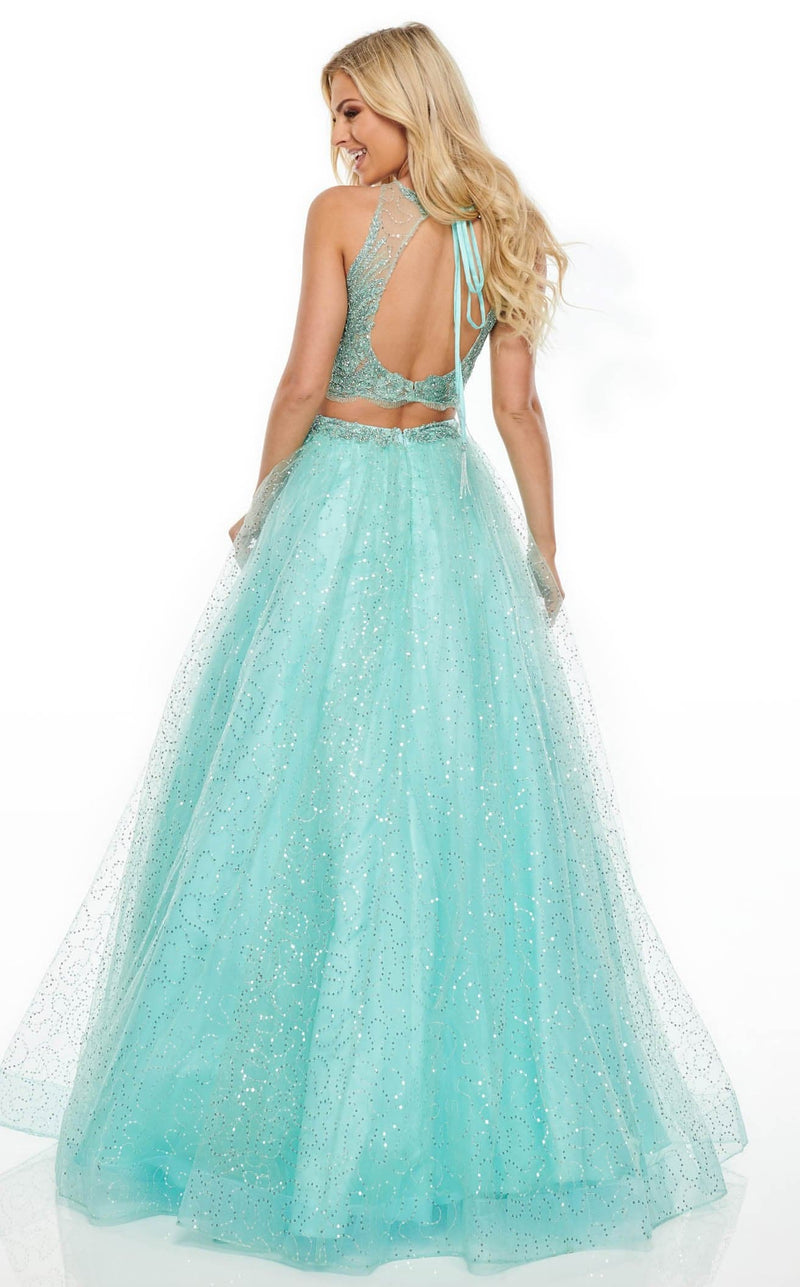 Rachel Allan 7025 Dress Aqua-Green