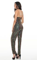 3 of 8 Rachel Allan 7028 Jumpsuit Navy-Gold-Multi