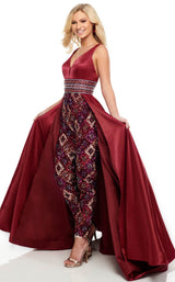 1 of 8 Rachel Allan 7061 Jumpsuit Burgundy