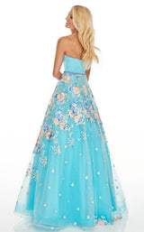 4 of 12 Rachel Allan 7063 Dress Aqua-Multi