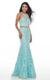 1 of 11 Rachel Allan 7088 Dress Aqua-Blue