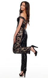 2 of 4 Rachel Allan 7154 Jumpsuit Black-Gold