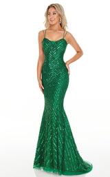 1 of 8 Rachel Allan 7188 Dress Deep-Emerald