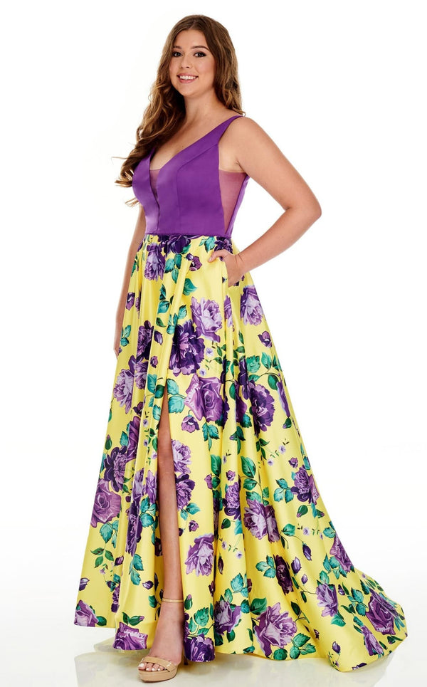 Rachel Allan 7217 Dress Yellow-Purple