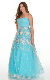 1 of 12 Rachel Allan 7219 Dress Aqua-Multi