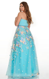 4 of 12 Rachel Allan 7219 Dress Aqua-Multi