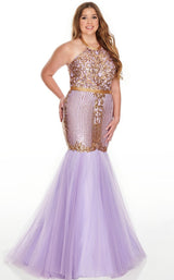 1 of 8 Rachel Allan 7240 Dress Lilac-Gold