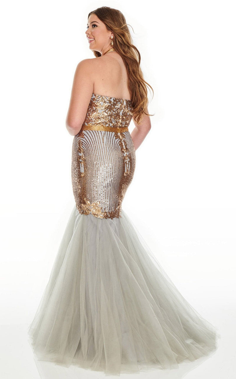 Rachel Allan 7240 Dress Silver-Gold