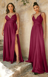 2 of 8 Cinderella Divine 7485 Dress Burgundy