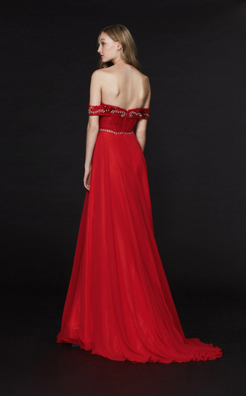 Angela and Alison 91012 Dress Hot-Red