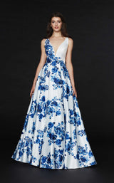 3 of 3 Angela and Alison 91019 Dress Ivory-Royal-Blue