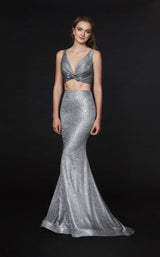 3 of 5 Angela and Alison 91047 Dress Titanium-Shimmer