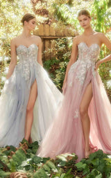 1 of 4 Andrea and Leo A1089 Dress Paris Blue and Blush-Mauve