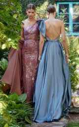 2 of 2 Andrea and Leo A1161 Dress Rosewood and Smoky Blue