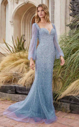 1 of 2 Andrea and Leo A1173 Dress Smoky Blue