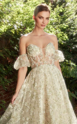 2 of 3 Andrea and Leo A1197 Dress Ivory-Green