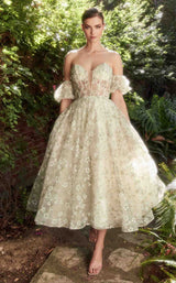 1 of 3 Andrea and Leo A1197 Dress Ivory-Green