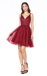 2 of 6 Cinderella Divine CD0149 Dress Burgundy