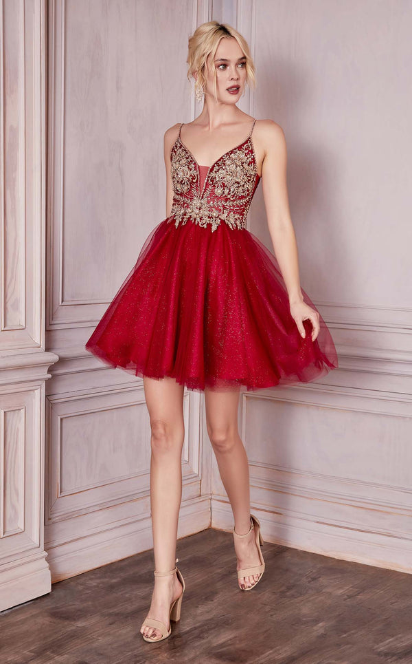 Cinderella Divine CD0190 Dress Burgundy-Gold