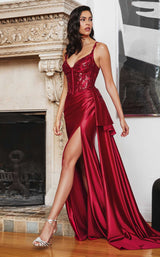 3 of 5 LaDivine CDS418 Dress Burgundy