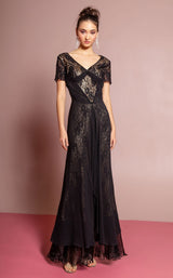 1 of 8 Elizabeth K GL1081 Dress Black-Gold