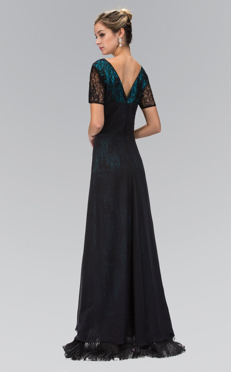 Elizabeth K GL1081 Dress Black-Teal