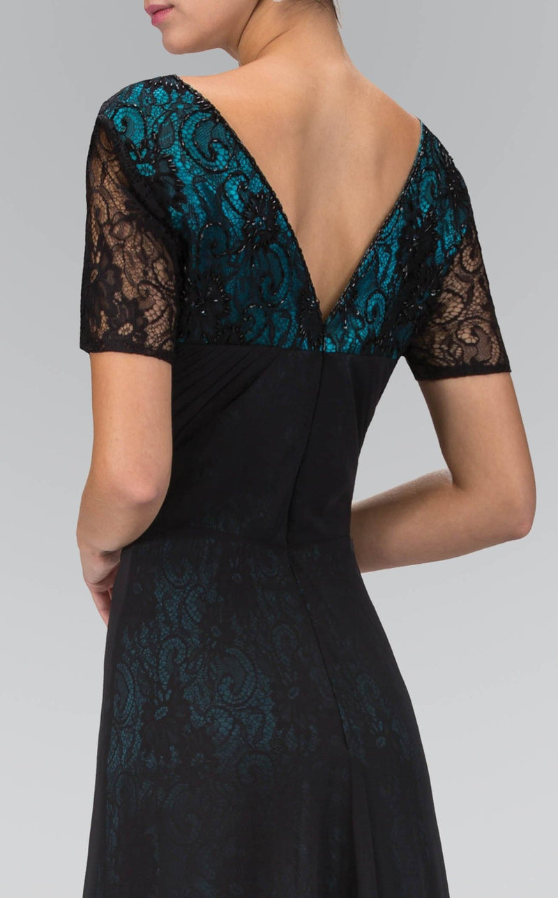 Elizabeth K GL1081 Dress Black-Teal