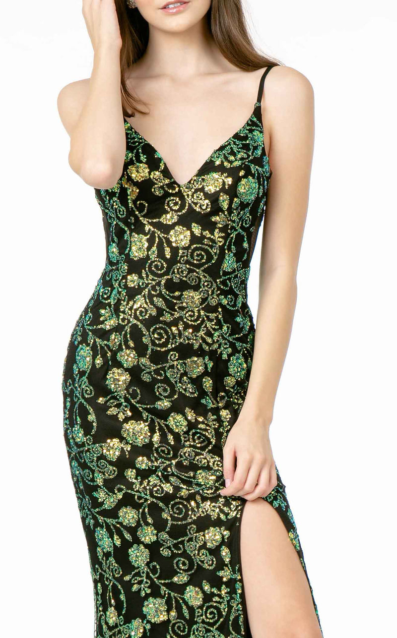 Elizabeth K GL1811 Dress Black-Green