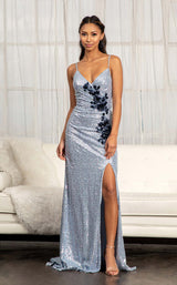 4 of 16 Elizabeth K GL3049 Dress Silvery-Blue