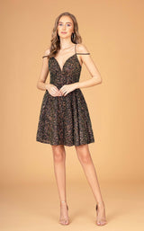 1 of 4 Elizabeth K GS3097 Dress Black-Gold