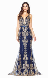 1 of 2 Cinderella Divine J786 Dress Navy-Gold