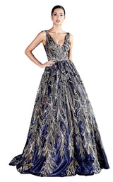 1 of 2 Cinderella Divine J812 Dress Navy-Gold