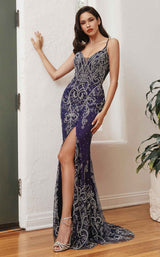 1 of 2 LaDivine J837 Dress Navy