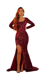 1 of 2 Portia and Scarlett PS21031 Dress Deep-Red