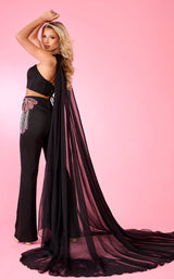 9 of 9 Rachel Allan 70613 Jumpsuit Black-Fuchsia