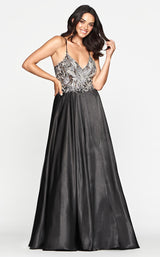 1 of 4 Faviana S10537 Dress Black-Silver